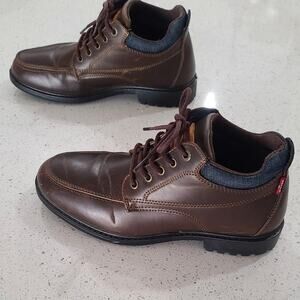 Levis Lace-Up Casual Comfort Mid Top Boots Shoes Brown/Denim Mens Size 8